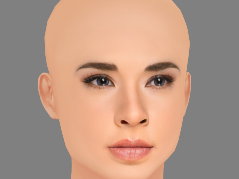 Adriana Louvier Head - No Hair - Low poly head for game Modello 3D