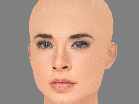 Adriana Louvier Head - No Hair - Low poly head for game Modello 3D