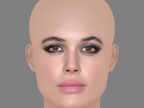 Adriana Ugarte Head - 无头发 - 低聚游戏头 3D 模型