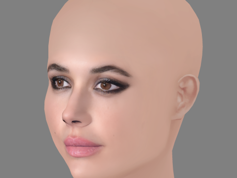 Adriana Ugarte Head - 无头发 - 低聚游戏头 3D 模型