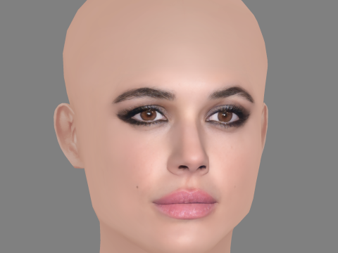 Adriana Ugarte Head - 无头发 - 低聚游戏头 3D 模型