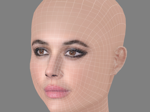 Adriana Ugarte Head - 无头发 - 低聚游戏头 3D 模型