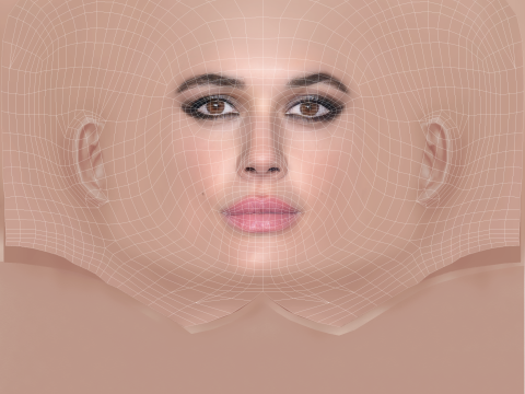 Adriana Ugarte Head - 无头发 - 低聚游戏头 3D 模型