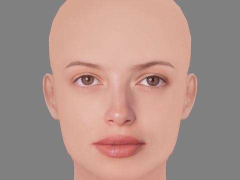 Agatha Moreira Head - No Hair - Low poly head for game Modello 3D