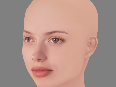 Agatha Moreira Head - No Hair - Low poly head for game Modello 3D