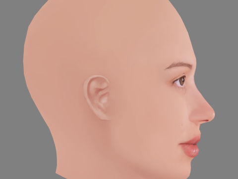 Agatha Moreira Head - No Hair - Low poly head for game Modello 3D