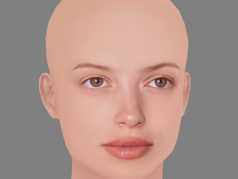 Agatha Moreira Head - No Hair - Low poly head for game Modello 3D