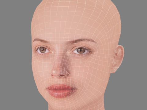 Agatha Moreira Head - No Hair - Low poly head for game Modello 3D