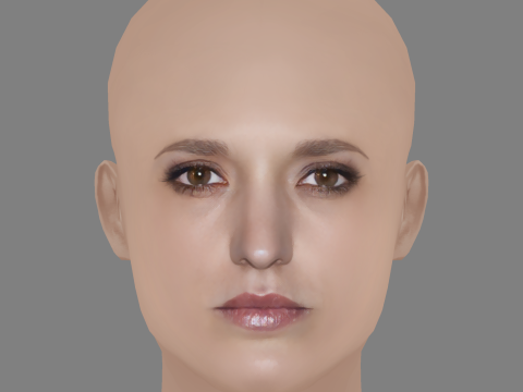 Agathe Rousselle Head - No Hair - Low poly head for game 3D Model