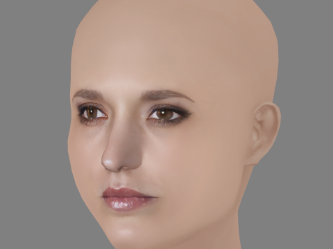 Agathe Rousselle Head - No Hair - Low poly head for game 3D Model