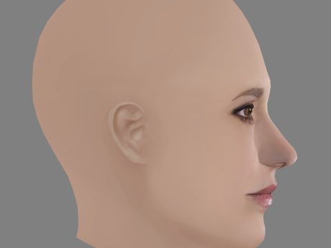 Agathe Rousselle Head - No Hair - Low poly head for game 3D Model