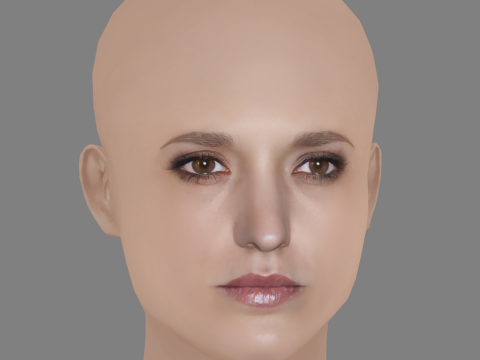 Agathe Rousselle Head - No Hair - Low poly head for game 3D Model