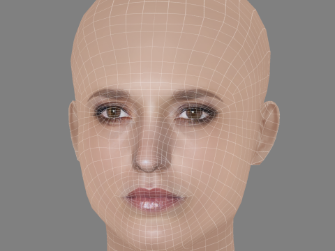 Agathe Rousselle Head - No Hair - Low poly head for game 3D Model