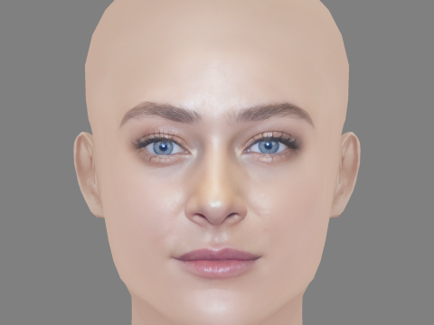 Aglaya Tarasova Head - No Hair - Low poly head for game Modello 3D