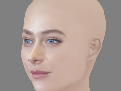Aglaya Tarasova Head - No Hair - Low poly head for game Modello 3D