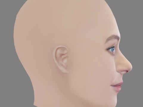 Aglaya Tarasova Head - No Hair - Low poly head for game Modello 3D