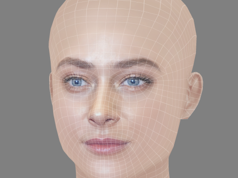 Aglaya Tarasova Head - No Hair - Low poly head for game Modello 3D