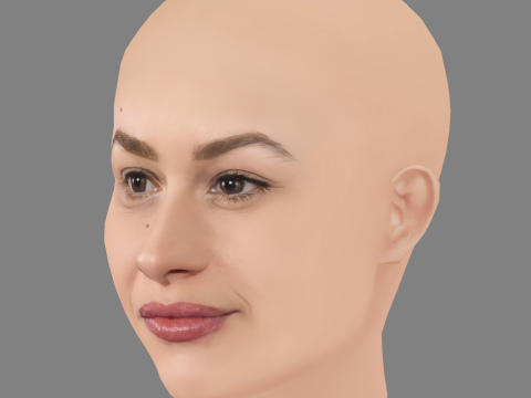 Aida Folch Head - No Hair - Low poly head for game 3D 模型