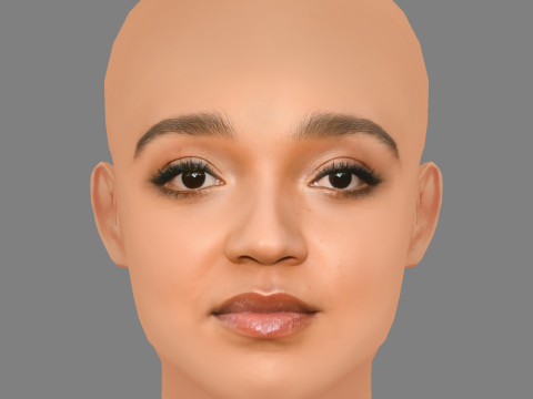 Aisha Dee Head - No Hair - Low poly head for game 3D-Modell