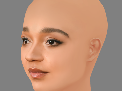 Aisha Dee Head - No Hair - Low poly head for game 3D-Modell