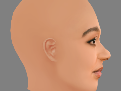 Aisha Dee Head - No Hair - Low poly head for game 3D-Modell