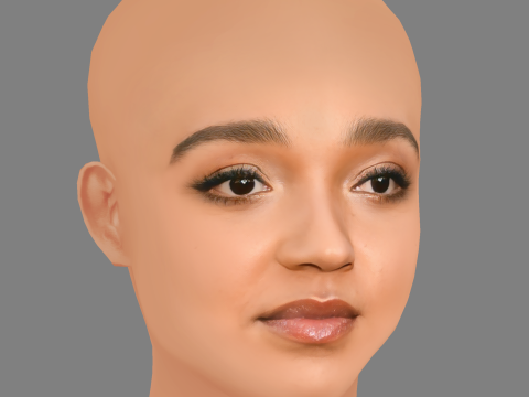 Aisha Dee Head - No Hair - Low poly head for game 3D-Modell