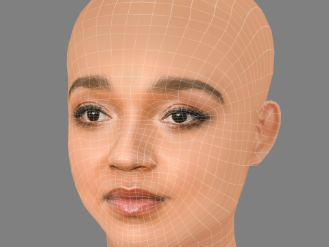 Aisha Dee Head - No Hair - Low poly head for game 3D-Modell