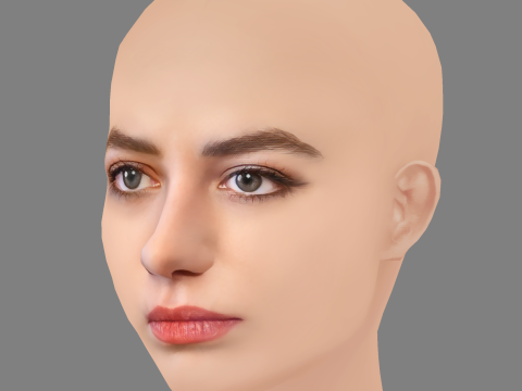 Alba Gaia Bellugi Head - No Hair - Low poly head for game 3D 모델