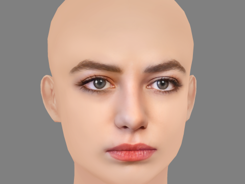 Alba Gaia Bellugi Head - No Hair - Low poly head for game 3D 모델
