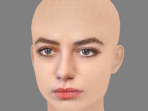 Alba Gaia Bellugi Head - No Hair - Low poly head for game 3D 모델