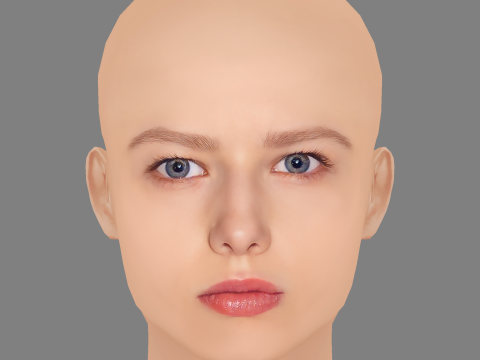 Aleksandra Bortich Head - No Hair - Low poly head for game Modello 3D