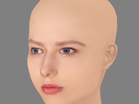 Aleksandra Bortich Head - No Hair - Low poly head for game Modello 3D