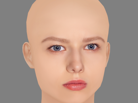 Aleksandra Bortich Head - No Hair - Low poly head for game Modello 3D