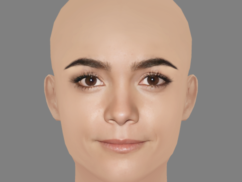 Alice Braga Head - No Hair - Low poly head for game 3D Model