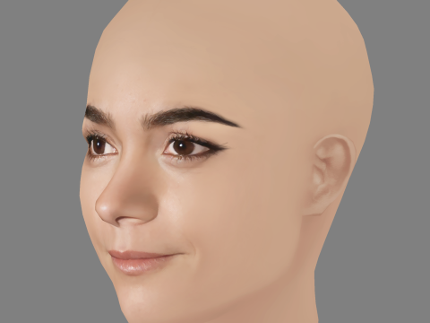 Alice Braga Head - No Hair - Low poly head for game 3D Model