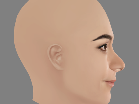 Alice Braga Head - No Hair - Low poly head for game 3D Model