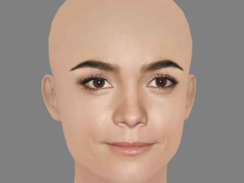 Alice Braga Head - No Hair - Low poly head for game 3D Model