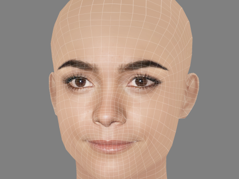 Alice Braga Head - No Hair - Low poly head for game 3D Model