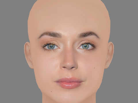 Alice Isaaz Head - No Hair - Low poly head for game 3D Model