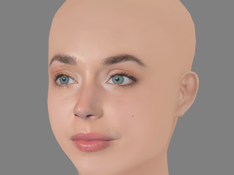 Alice Isaaz Head - No Hair - Low poly head for game 3D Model