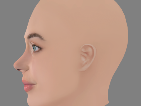 Alice Isaaz Head - No Hair - Low poly head for game 3D Model