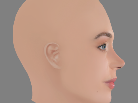 Alice Isaaz Head - No Hair - Low poly head for game 3D Model