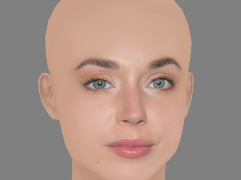 Alice Isaaz Head - No Hair - Low poly head for game 3D Model