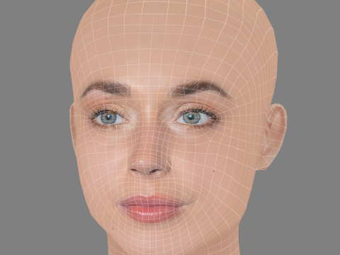 Alice Isaaz Head - No Hair - Low poly head for game 3D Model
