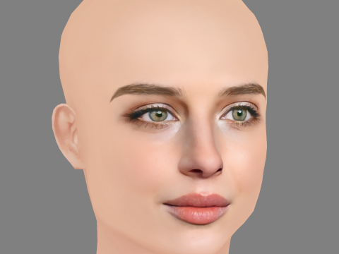 Alice Pagani Head - No Hair - Low poly head for game 3D 모델