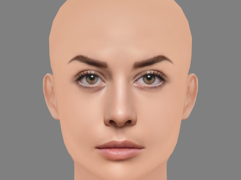 Zuria Vega Head - No Hair - Low poly head for game 3D-Modell