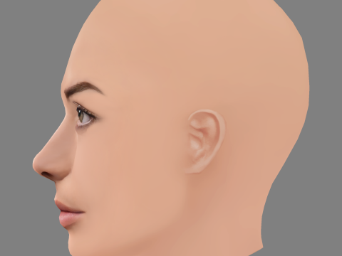 Zuria Vega Head - No Hair - Low poly head for game 3D-Modell