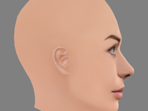 Zuria Vega Head - No Hair - Low poly head for game 3D-Modell