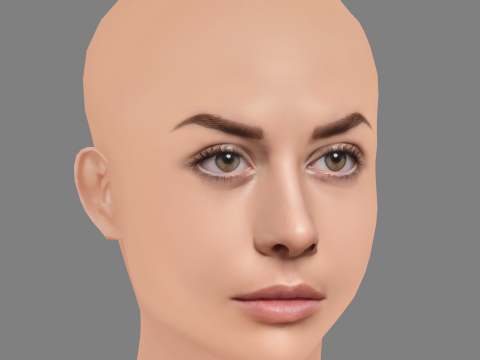 Zuria Vega Head - No Hair - Low poly head for game 3D-Modell