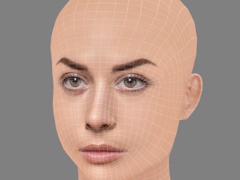 Zuria Vega Head - No Hair - Low poly head for game 3D-Modell